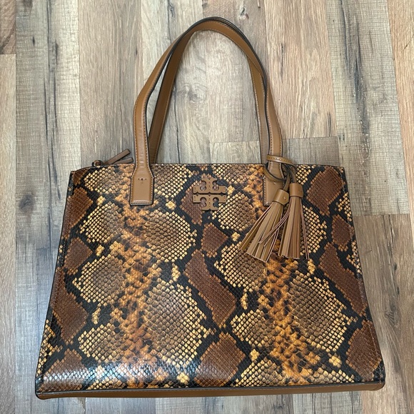 Tory Burch Handbags - Tory Burch Thea Embossed Exotic Leather Snake Print Tote Purse